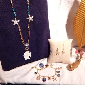 Handcrafted gold tone sea life 3pc set